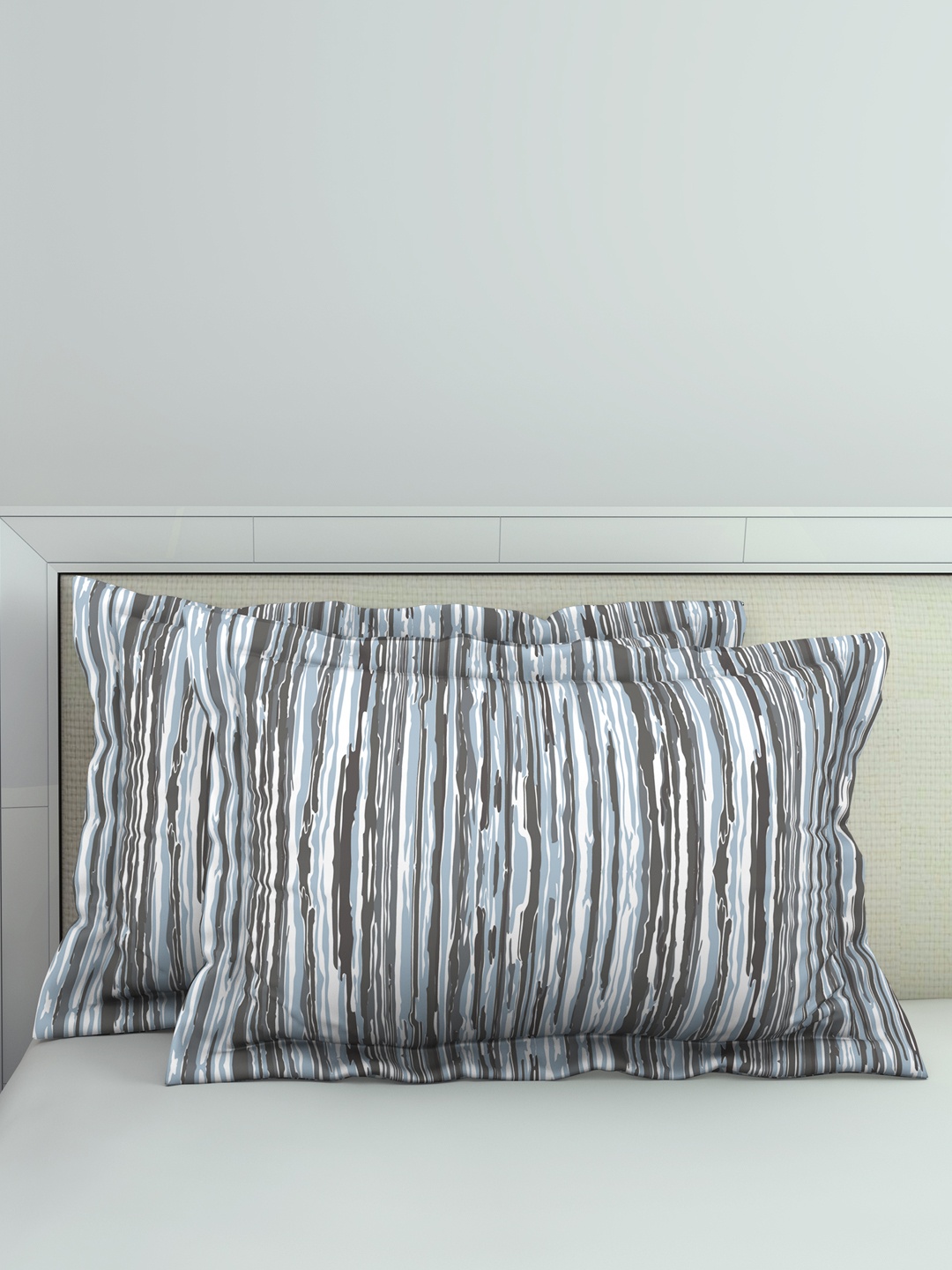 

Welspun Pack Of 2 Printed Anti Bacterial Cotton Pillow Covers, Grey