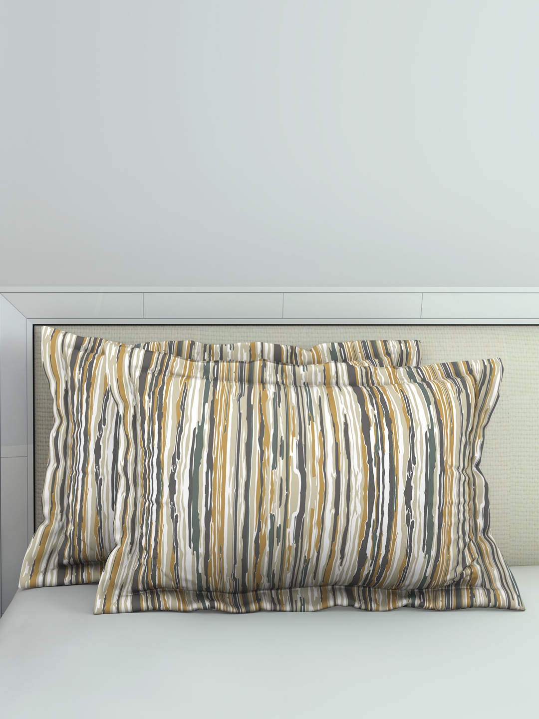 

Welspun Pack Of 2 Pure Cotton Anti Bacterial Pillow Covers, Khaki