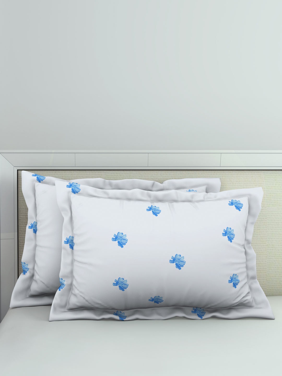 

Welspun Pack Of 2 Anti Bacterial Breathable Skin Safe Pillow Covers, Blue