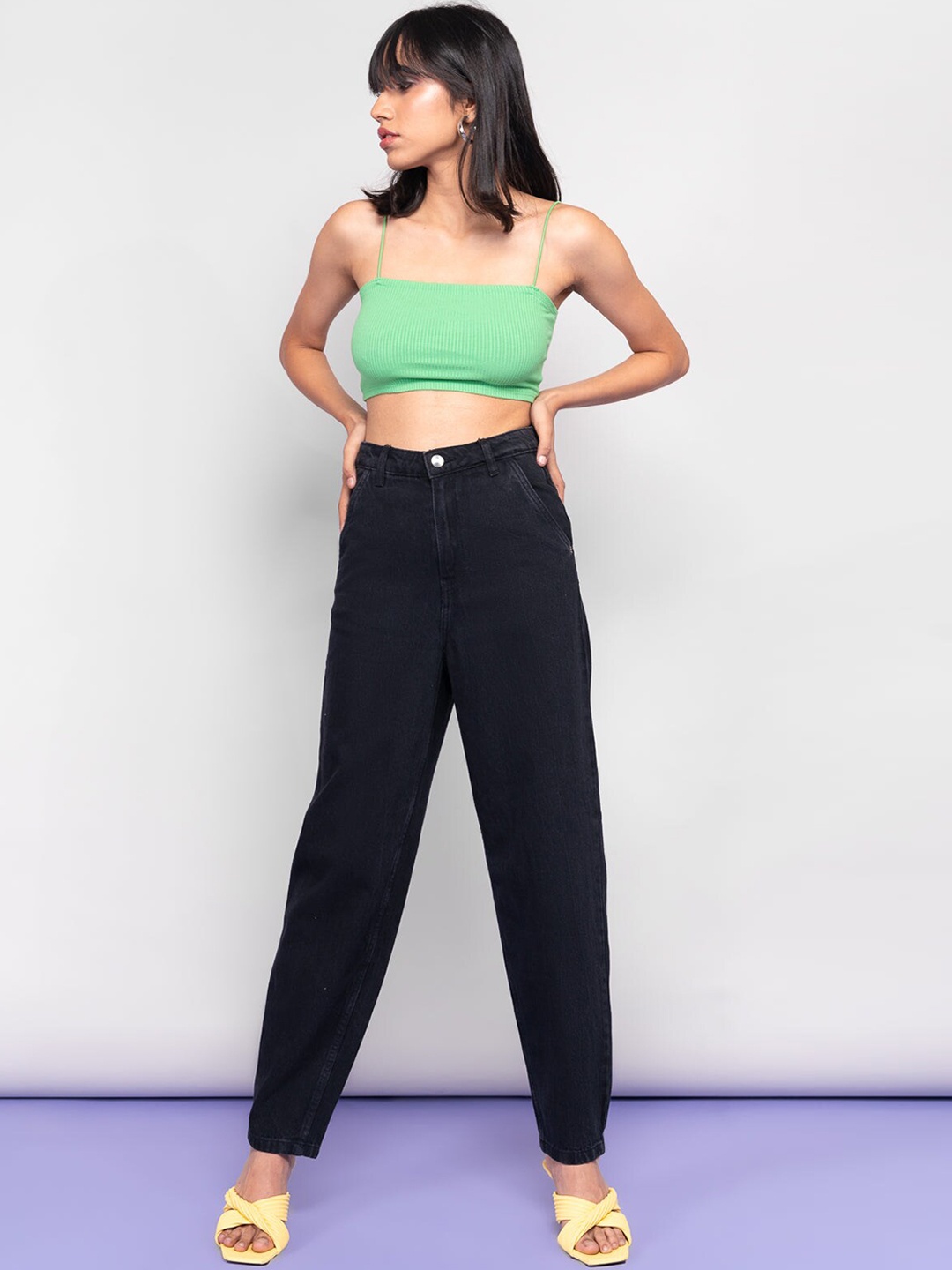 

FREAKINS Women Black Tapered Fit High-Rise Jeans