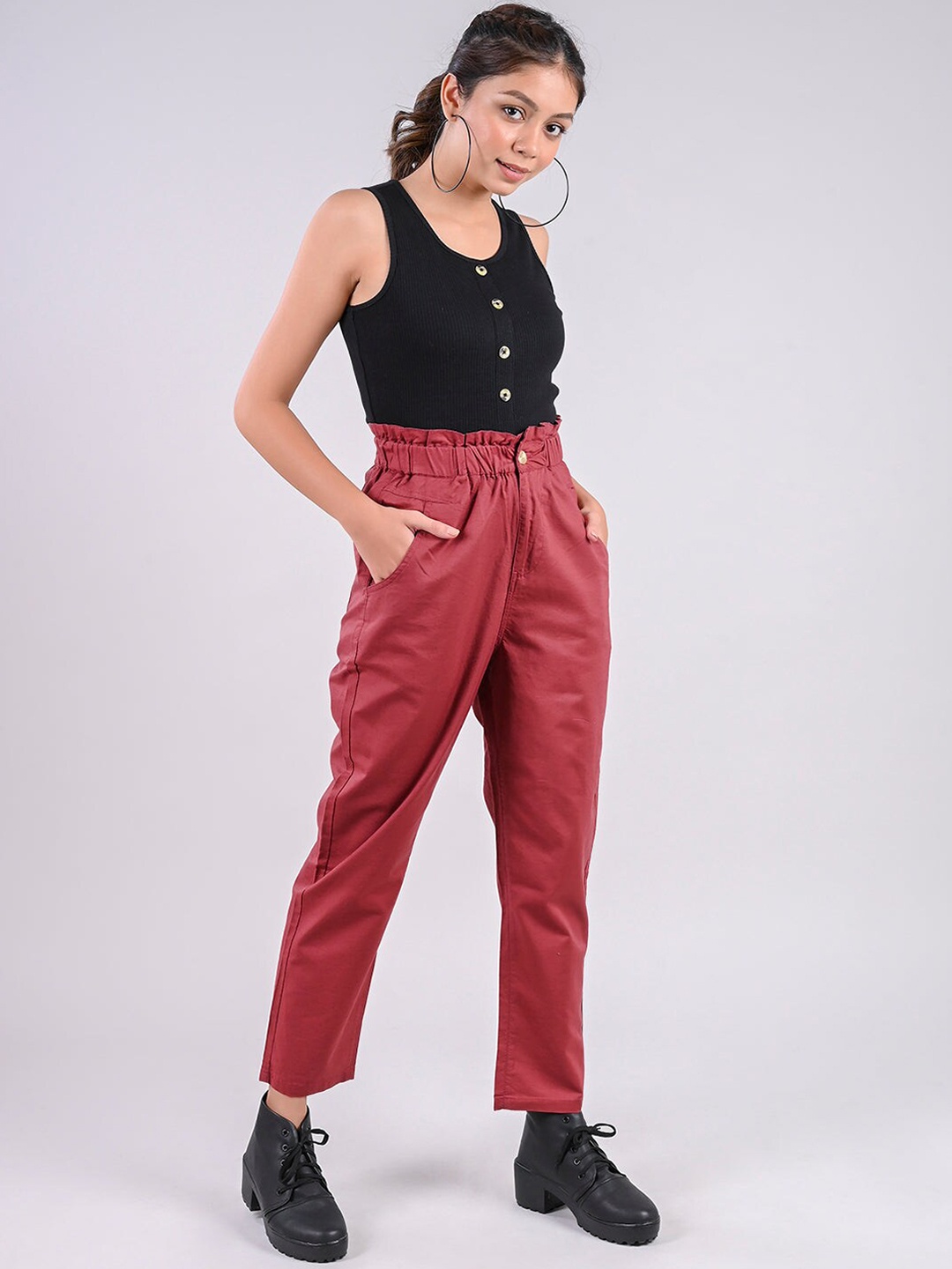 

FREAKINS Women Red Tapered Fit High-Rise Jeans