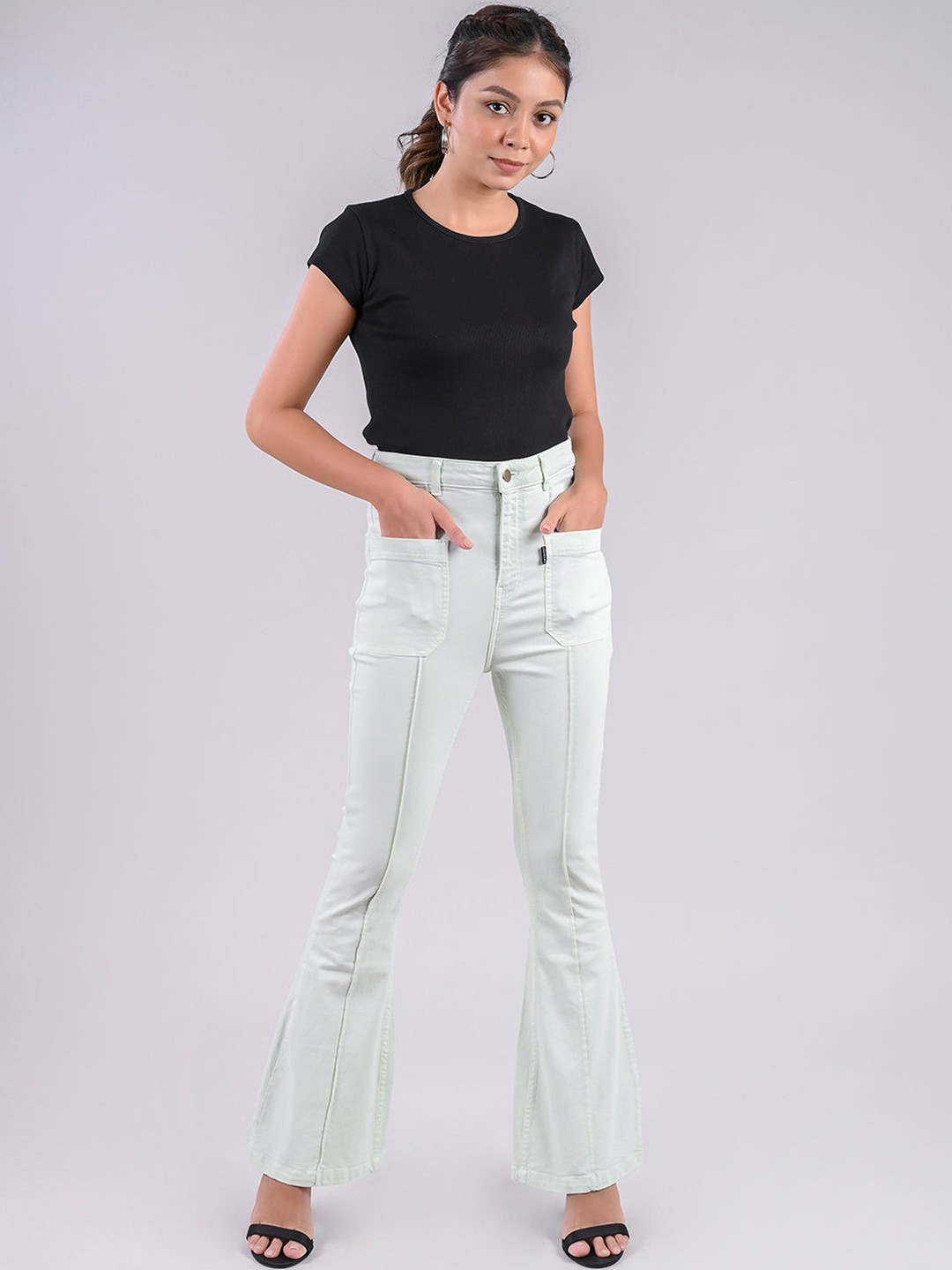 

FREAKINS Women Green Bootcut High-Rise Jeans