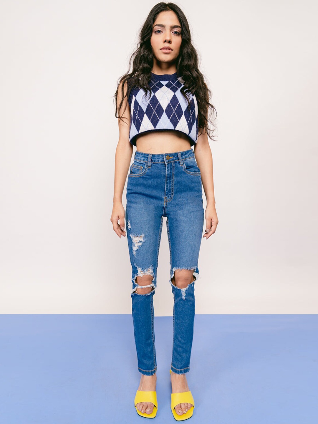 

FREAKINS Women Blue Skinny Fit High-Rise Highly Distressed Jeans