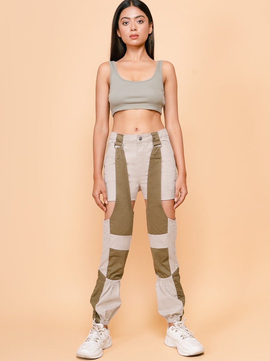 

FREAKINS Women Olive Green Jogger High-Rise Jeans