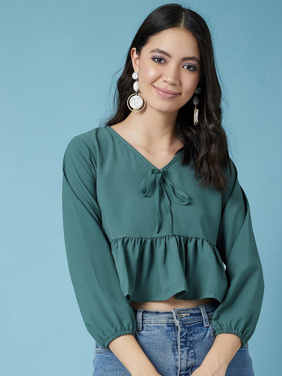 

CHIMPAAANZEE Green Solid Crop Top