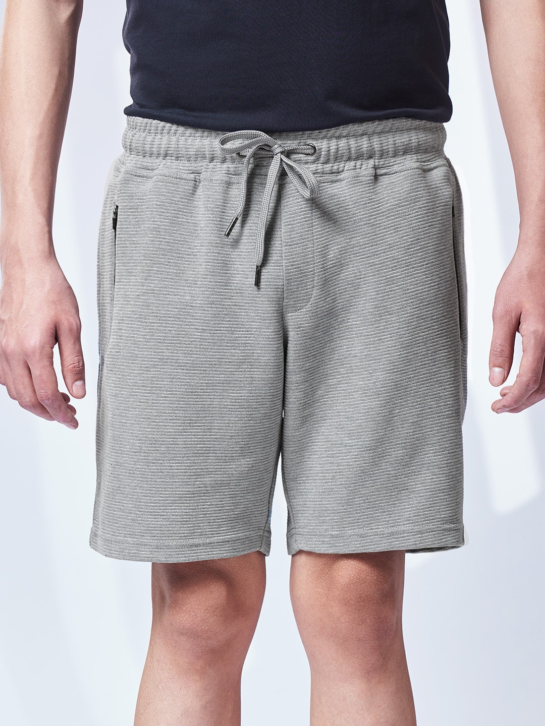 

The Souled Store Men Grey Melange Self Design Shorts