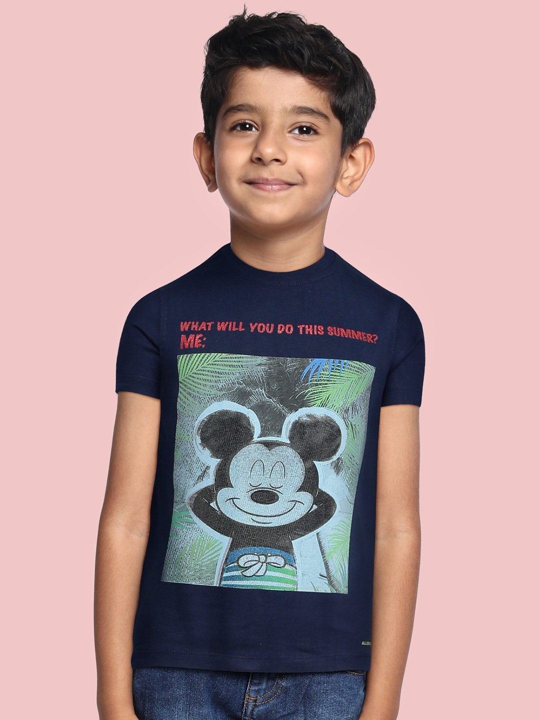 

Allen Solly Junior Boys Navy Blue Printed Pure Cotton T-shirt