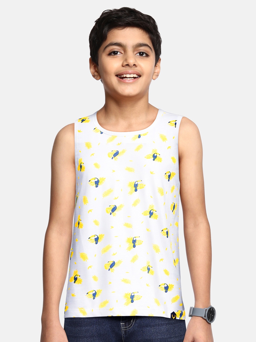 

Allen Solly Junior Men White Printed Pure Cotton Innerwear Vests
