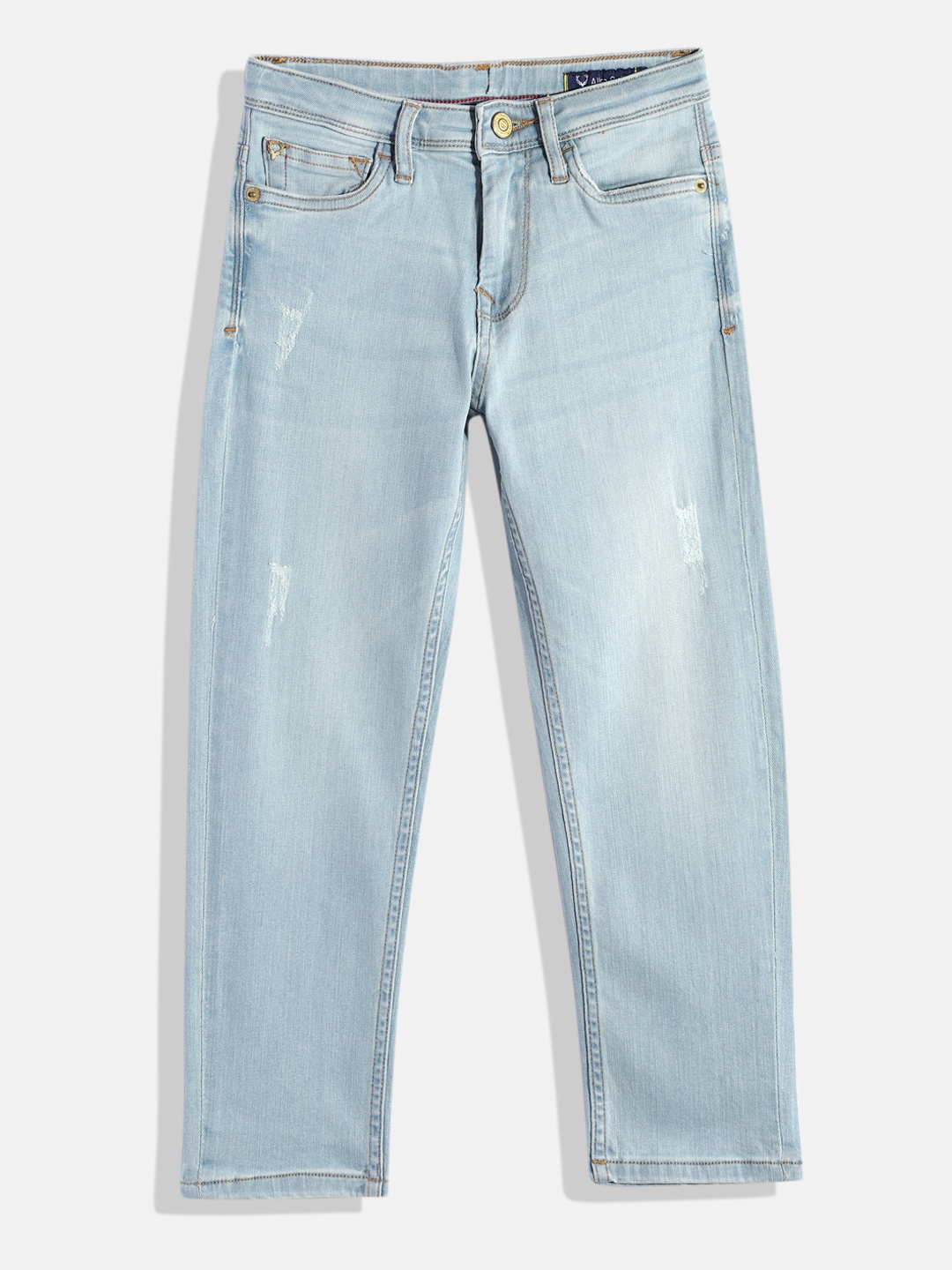 

Allen Solly Junior Boys Low Distress Light Fade Stretchable Jeans, Blue