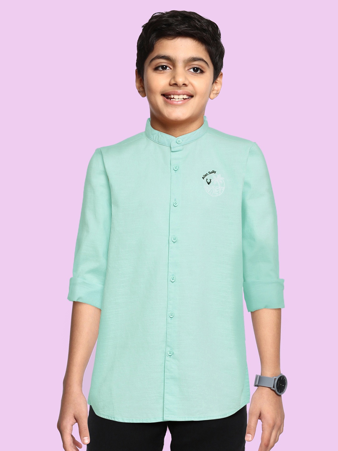 

Allen Solly Junior Boys Mint Green Solid Casual Shirt