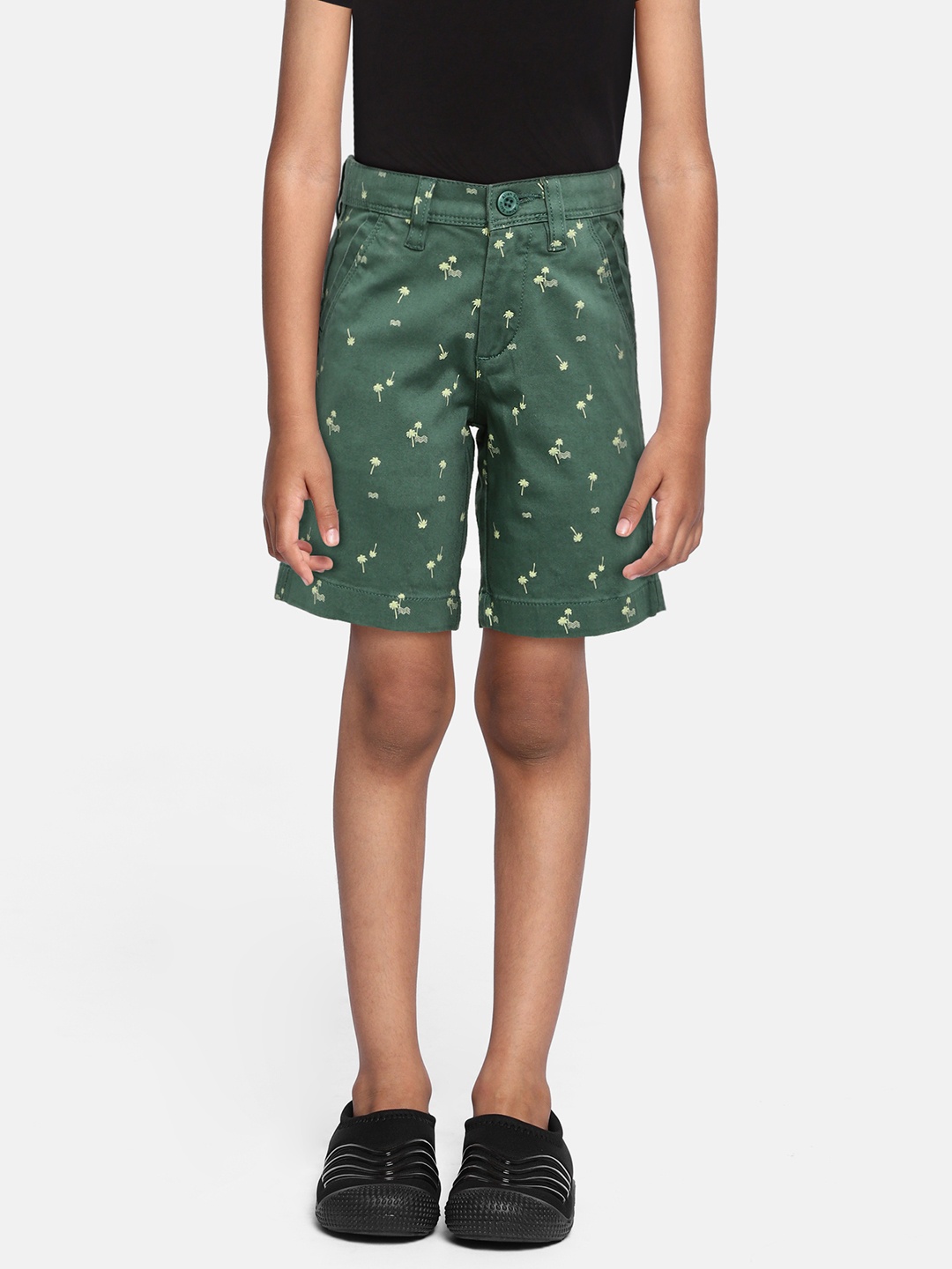 

Allen Solly Junior Boys Green Conversational Printed Chino Shorts