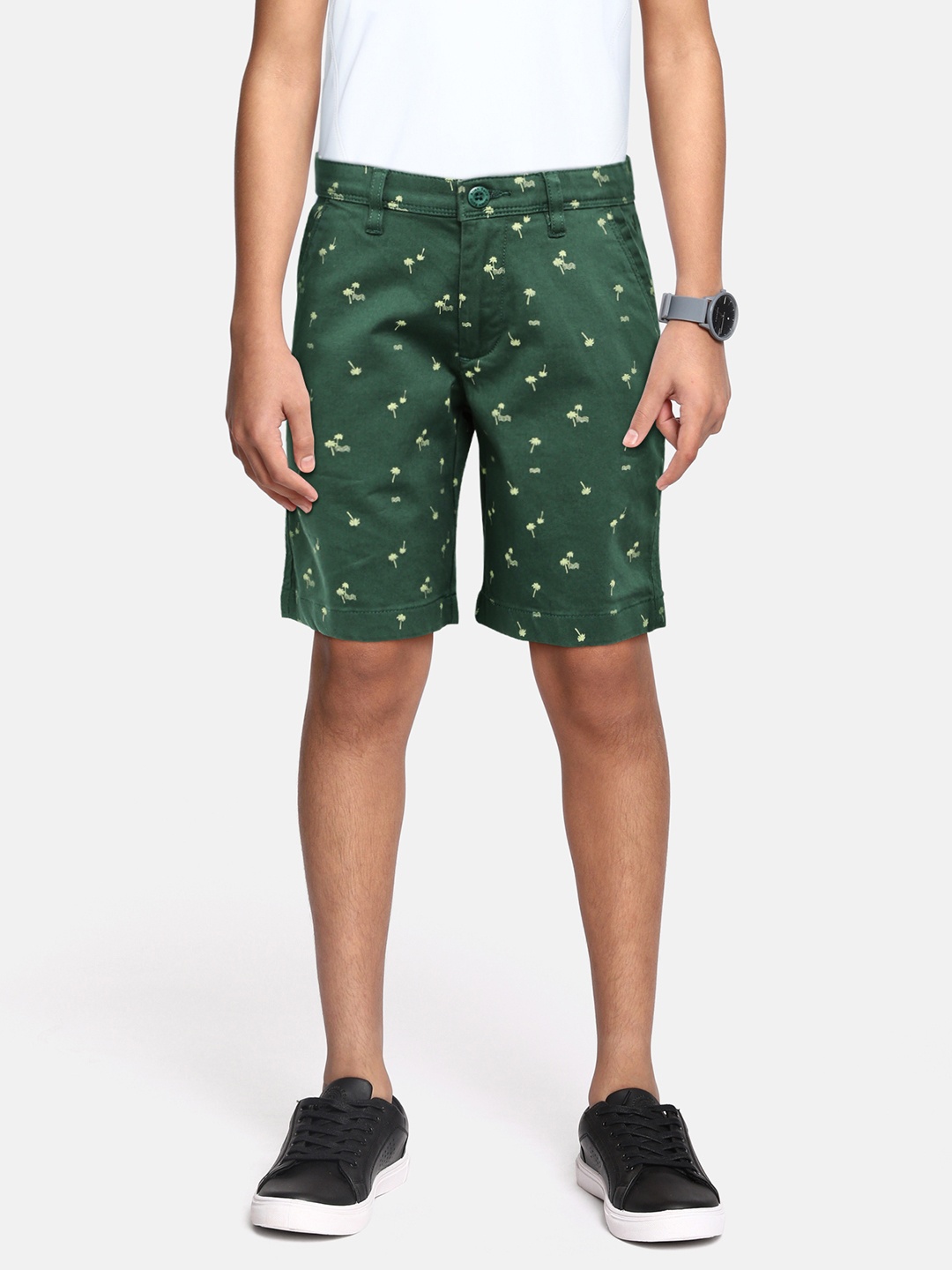 

Allen Solly Junior Boys Green Printed Chino Shorts
