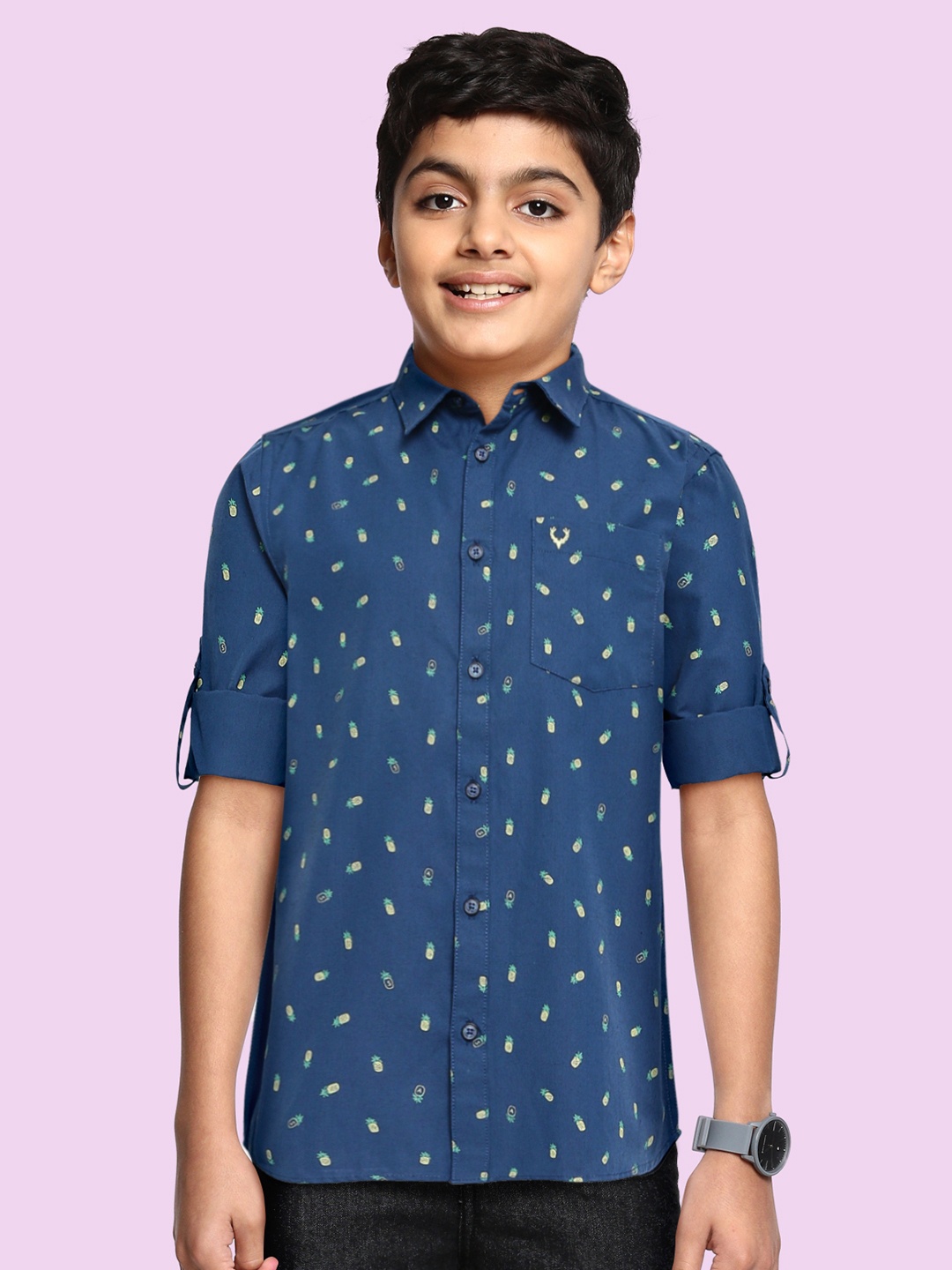

Allen Solly Junior Boys Navy Blue Conversational Printed Casual Shirt