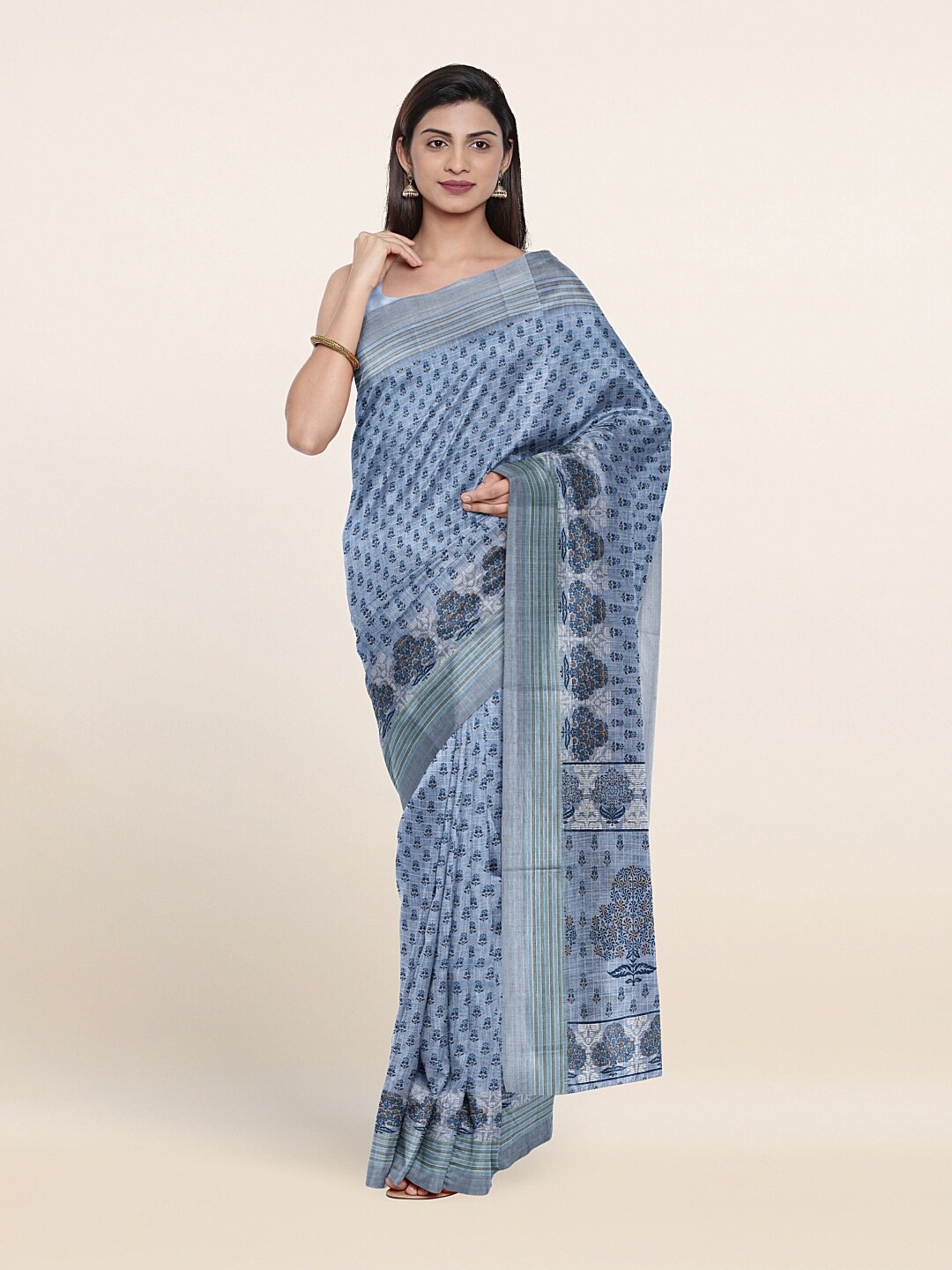 

Pothys Blue & Beige Ethnic Motifs Saree