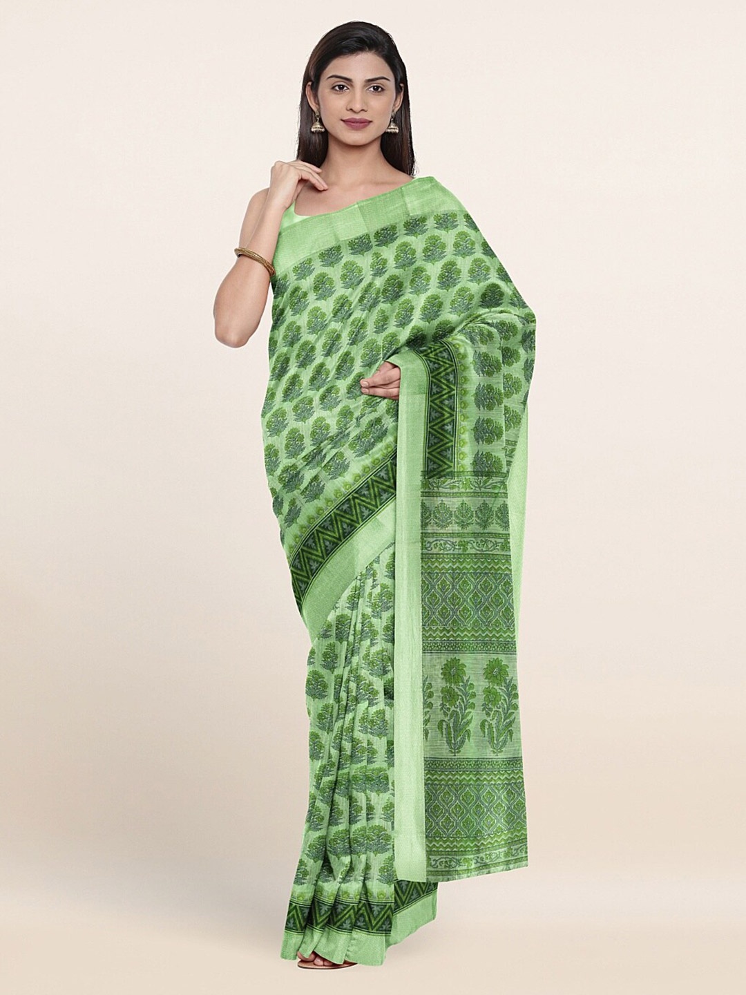 

Pothys Green Ethnic Motifs Printed Saree