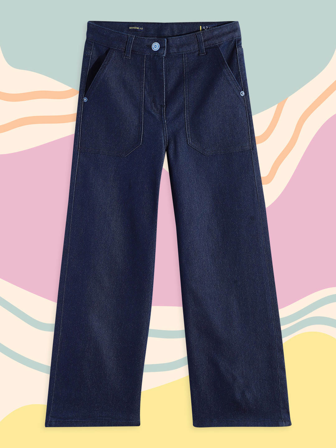 

Allen Solly Junior Girls Navy Blue Boyfriend Fit Stretchable Jeans