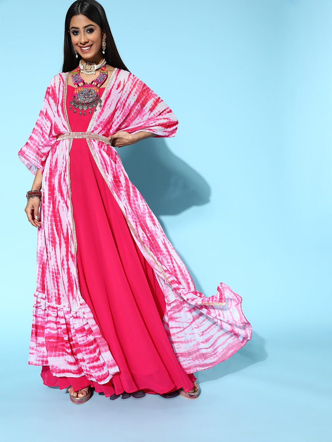 

Inddus Women Pretty Pink Solid Tie & Dye 2.0 Dress