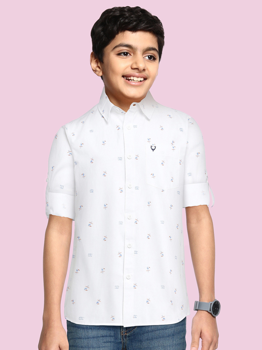 

Allen Solly Junior Boys White Brand Logo Printed Casual Shirt