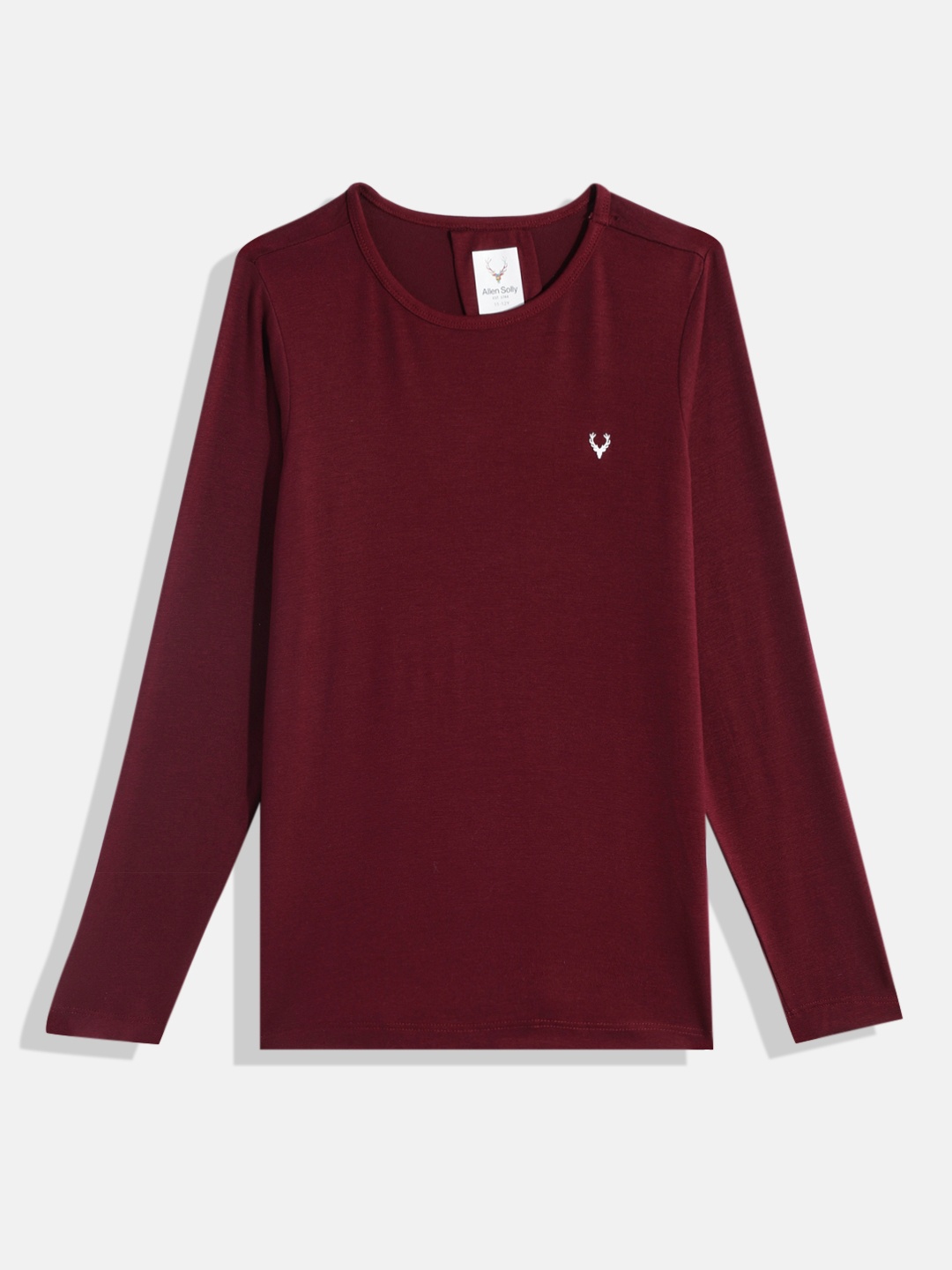 Allen Solly Junior Boys Solid Round Neck Snug Tech Knitted T-shirt, Maroon