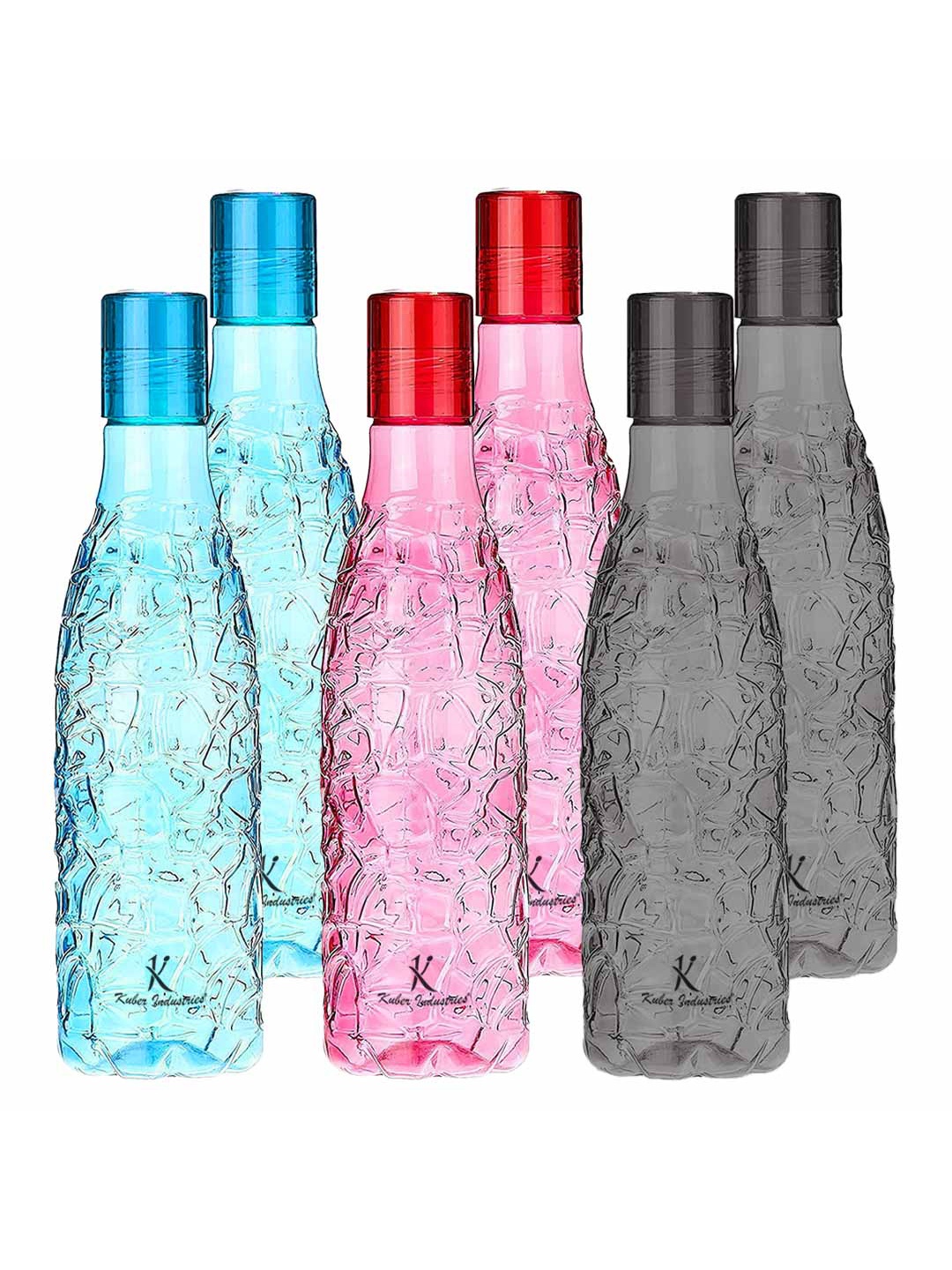 

Kuber Industries Set of 6 BPA Free Round Ice Cut Plastic Refrigerator Bottles, Multi