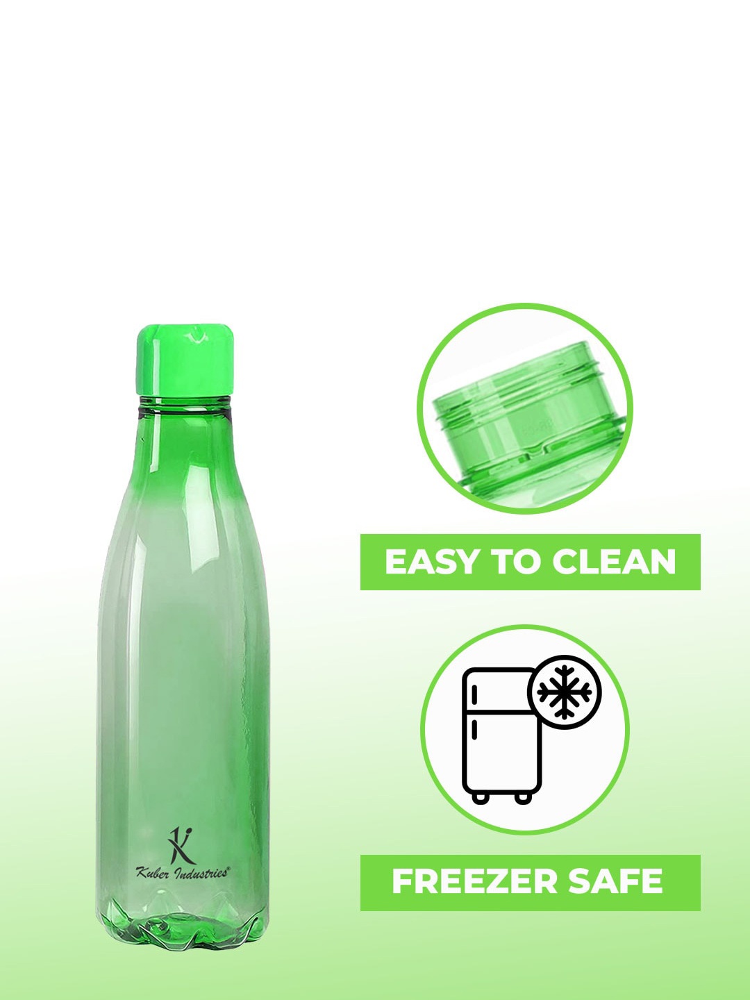 

Kuber Industries Set of 4 BPA Free Round Plain Plastic Refrigerator Bottles, Green