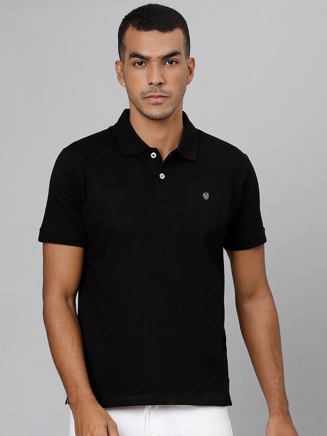 

Richlook Men Black Polo Collar Slim Fit T-shirt