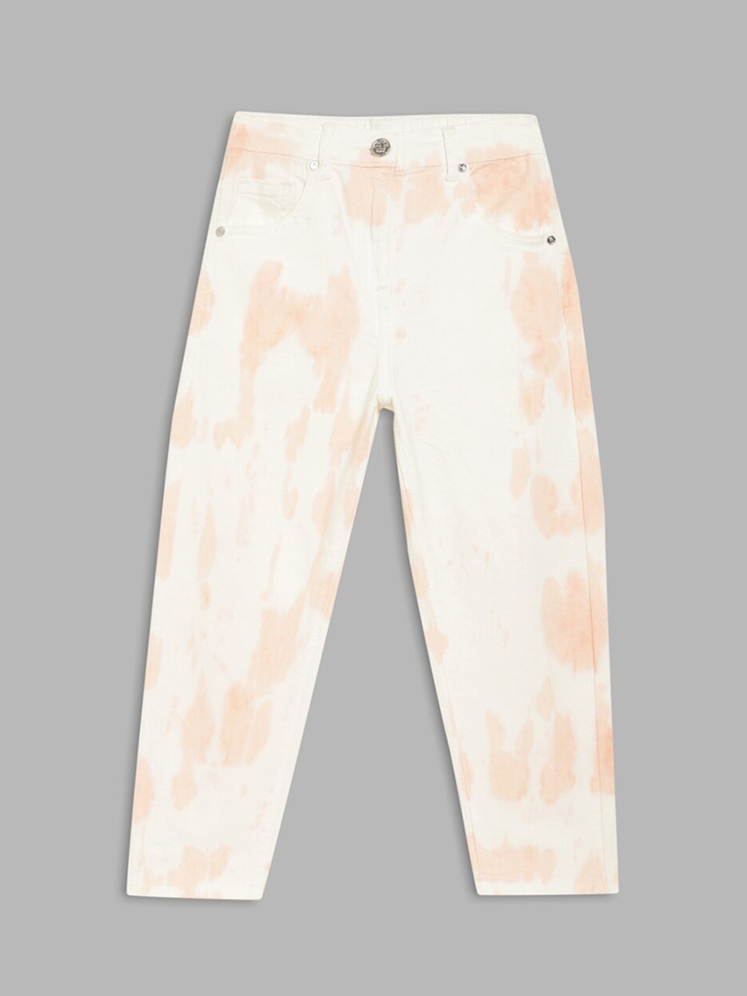 

Blue Giraffe Girls Peach-Coloured Tie & Dye Stretchable Jeans