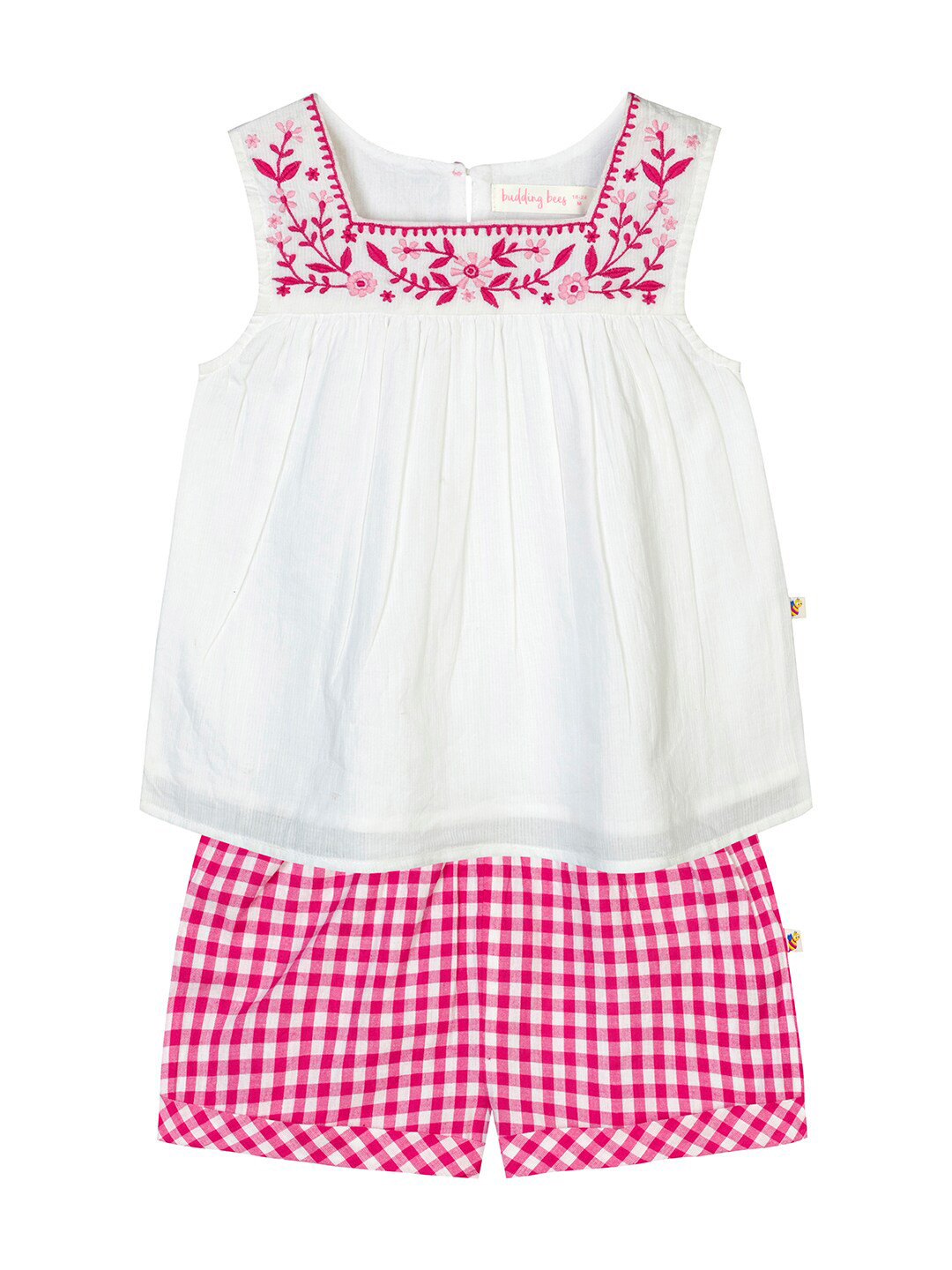 

Budding Bees Girls Pink & White Top with Shorts