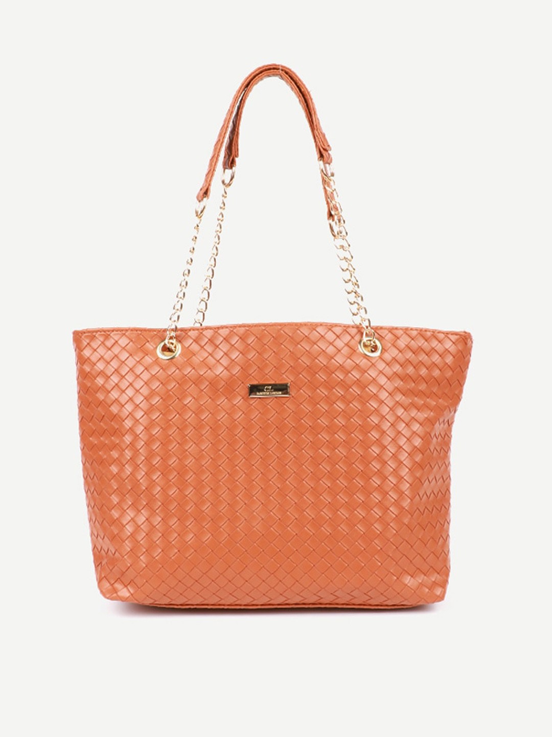 

Carlton London Tan Brown Textured Structured Shoulder Bag