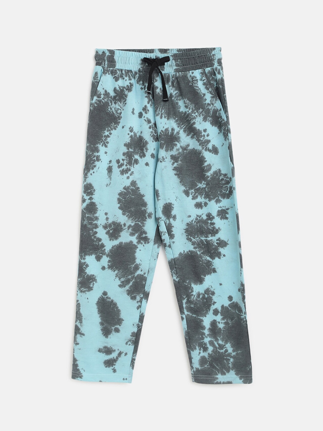 

Lil Tomatoes Boys Blue & Grey Printed Pure Cotton Straight-Fit Track Pant