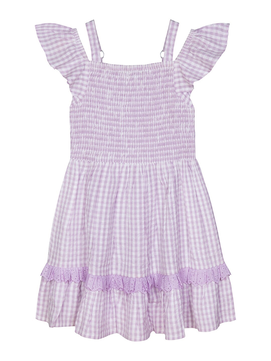 

Budding Bees Lavender & White Checked A-Line Dress