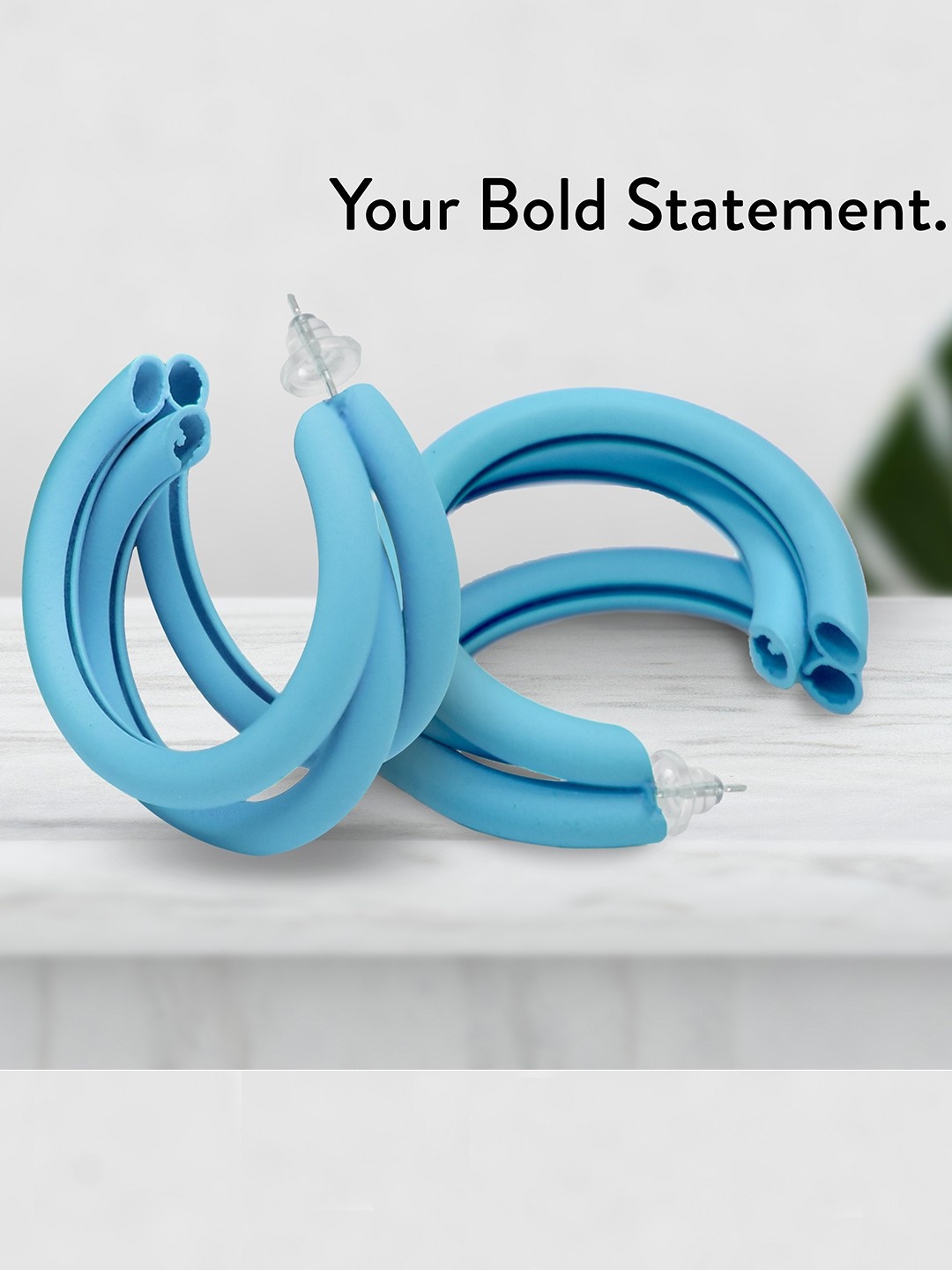 

Ishhaara Blue Circular Half Hoop Earrings