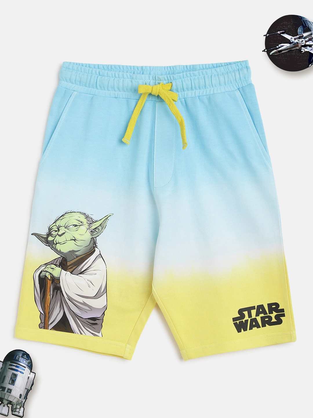 

Lil Tomatoes Boys Turquoise Blue Printed Star Wars Cotton Shorts