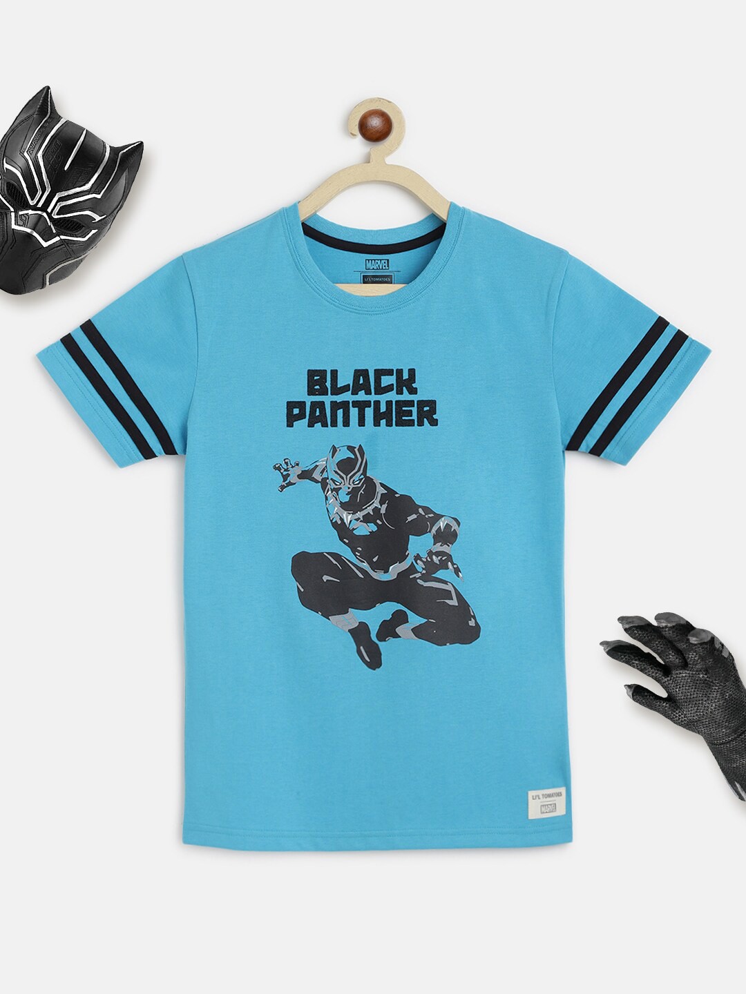 

Lil Tomatoes Boys Blue Black Panther Printed T-shirt