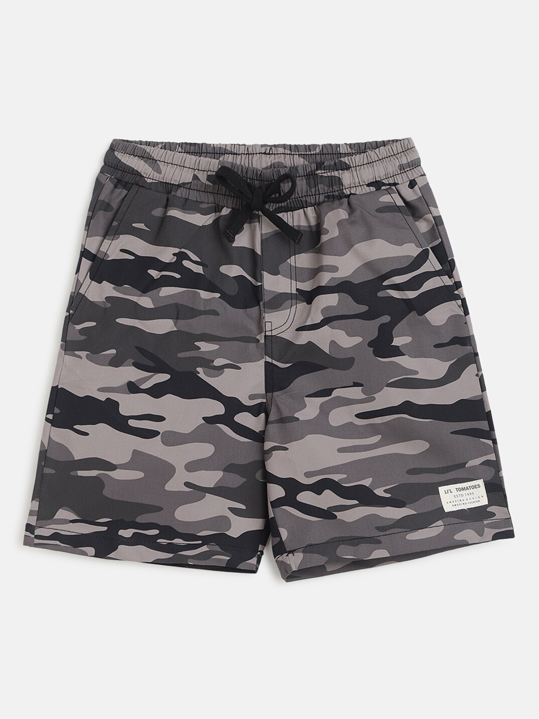 

Lil Tomatoes Boys Black Camouflage Printed Shorts