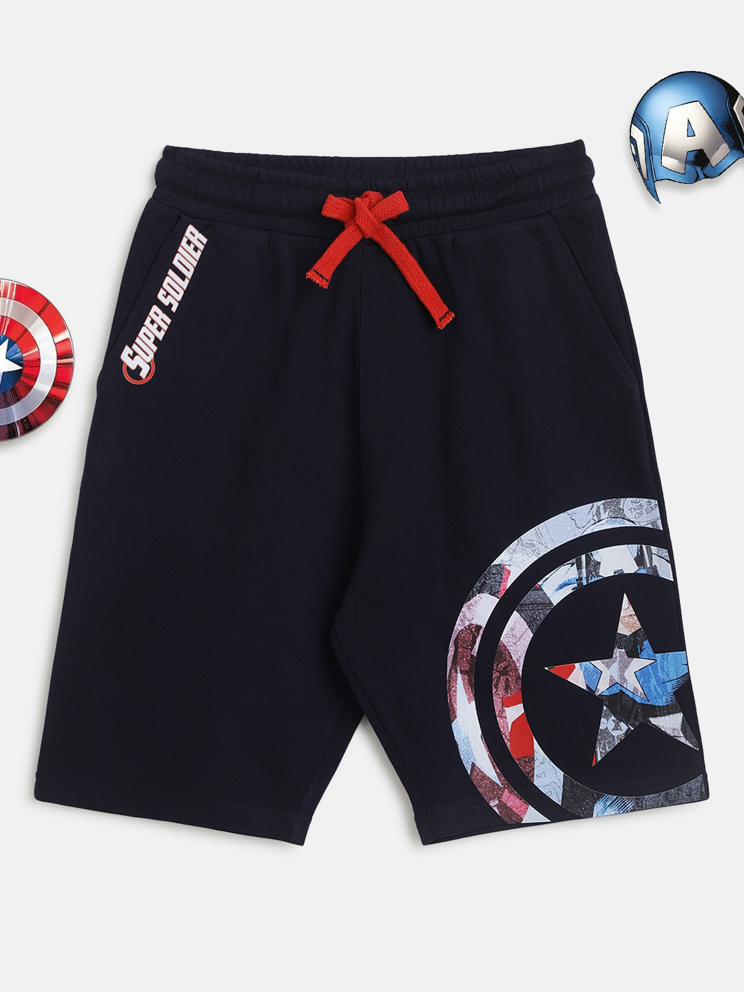 

Lil Tomatoes Boys Navy Blue Printed Outdoor Shorts