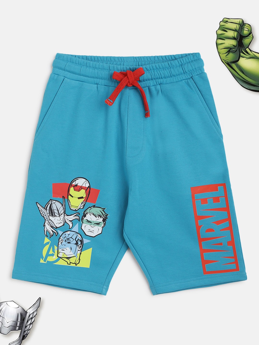 

Lil Tomatoes Boys Blue Printed Pure Cotton Marvel Shorts