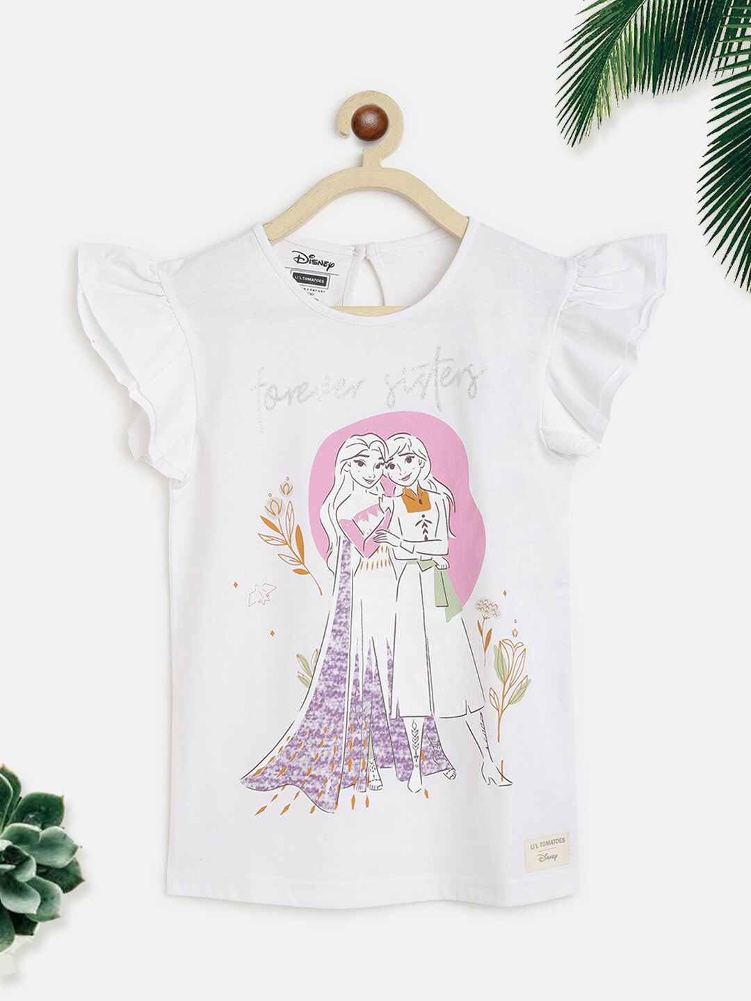 

Lil Tomatoes Girls White Graphic Printed Cotton Blend Top