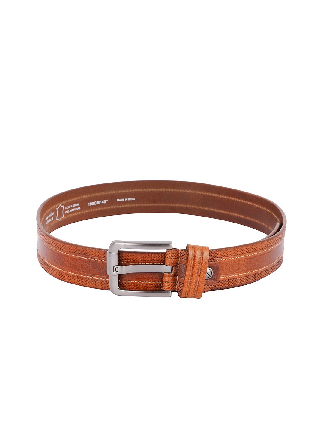 

Style SHOES Men Brown Textured Leather Belt