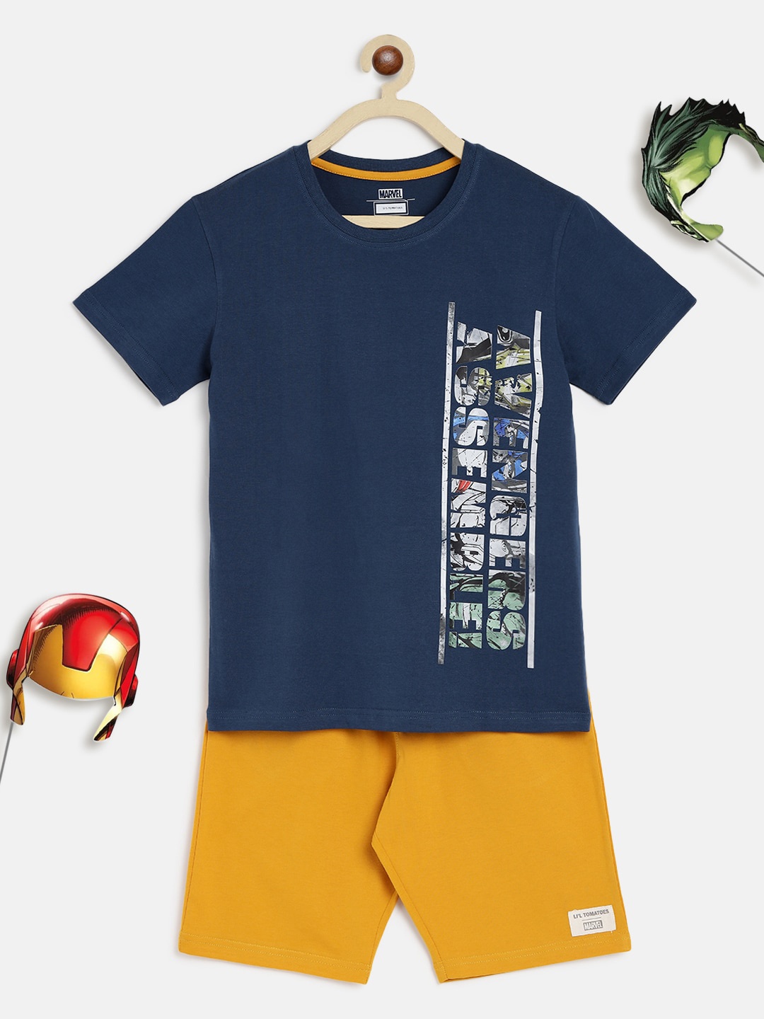 

Lil Tomatoes Boys Blue & Mustard Printed T-shirt with Shorts