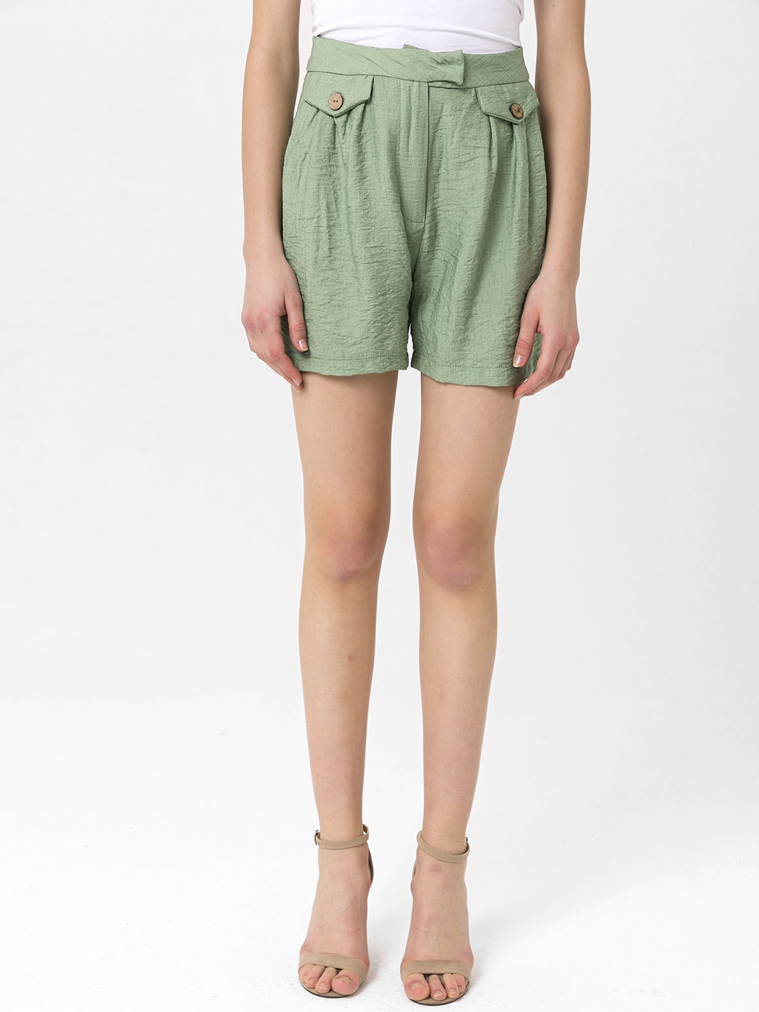 

Miss Poem Women Green Solid Shorts