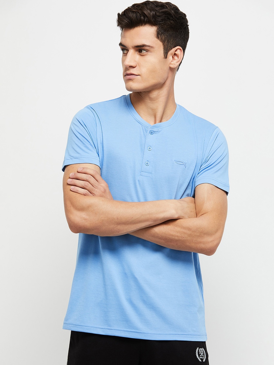 

max Men Blue Solid Lounge T-Shirt
