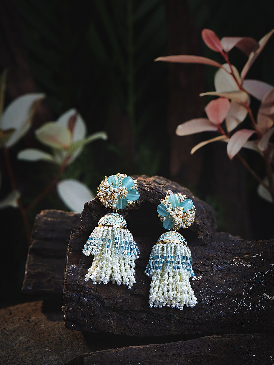 

D'oro Blue Gold Plated Contemporary Drop Earrings