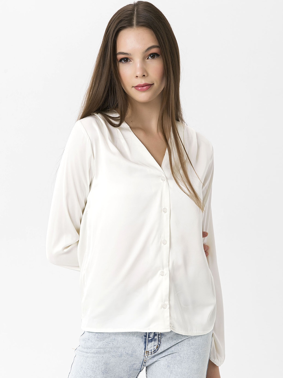 

Miss Poem Women White Casual Shirt