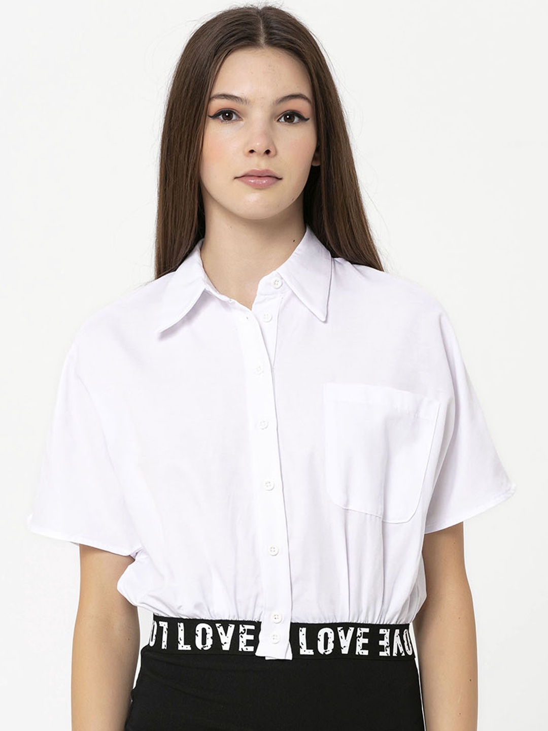 

Miss Poem Women White Casual Shirt