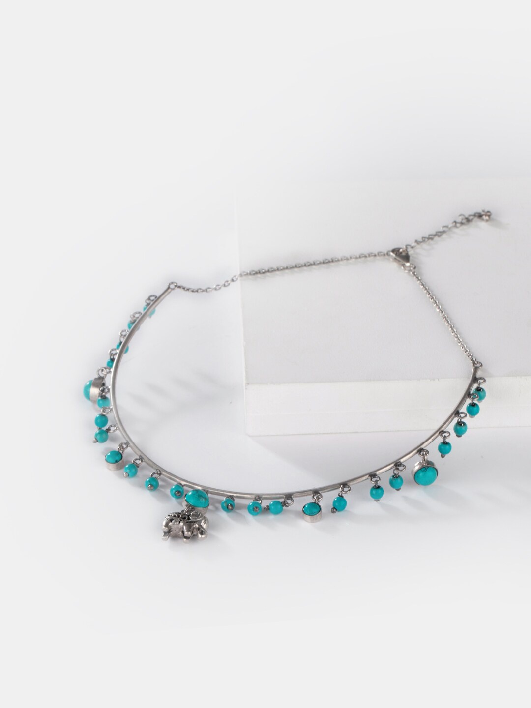 

SHAYA Silver-Toned & Turquoise Blue Sterling Silver Necklace