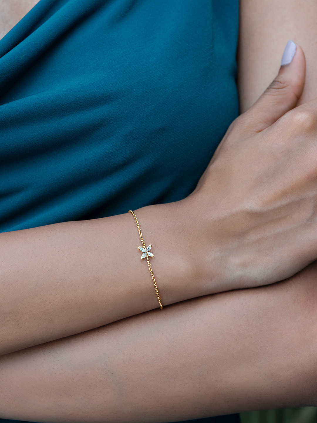 

SHAYA Women Gold-Toned Silver Gold-Plated Wraparound Bracelet