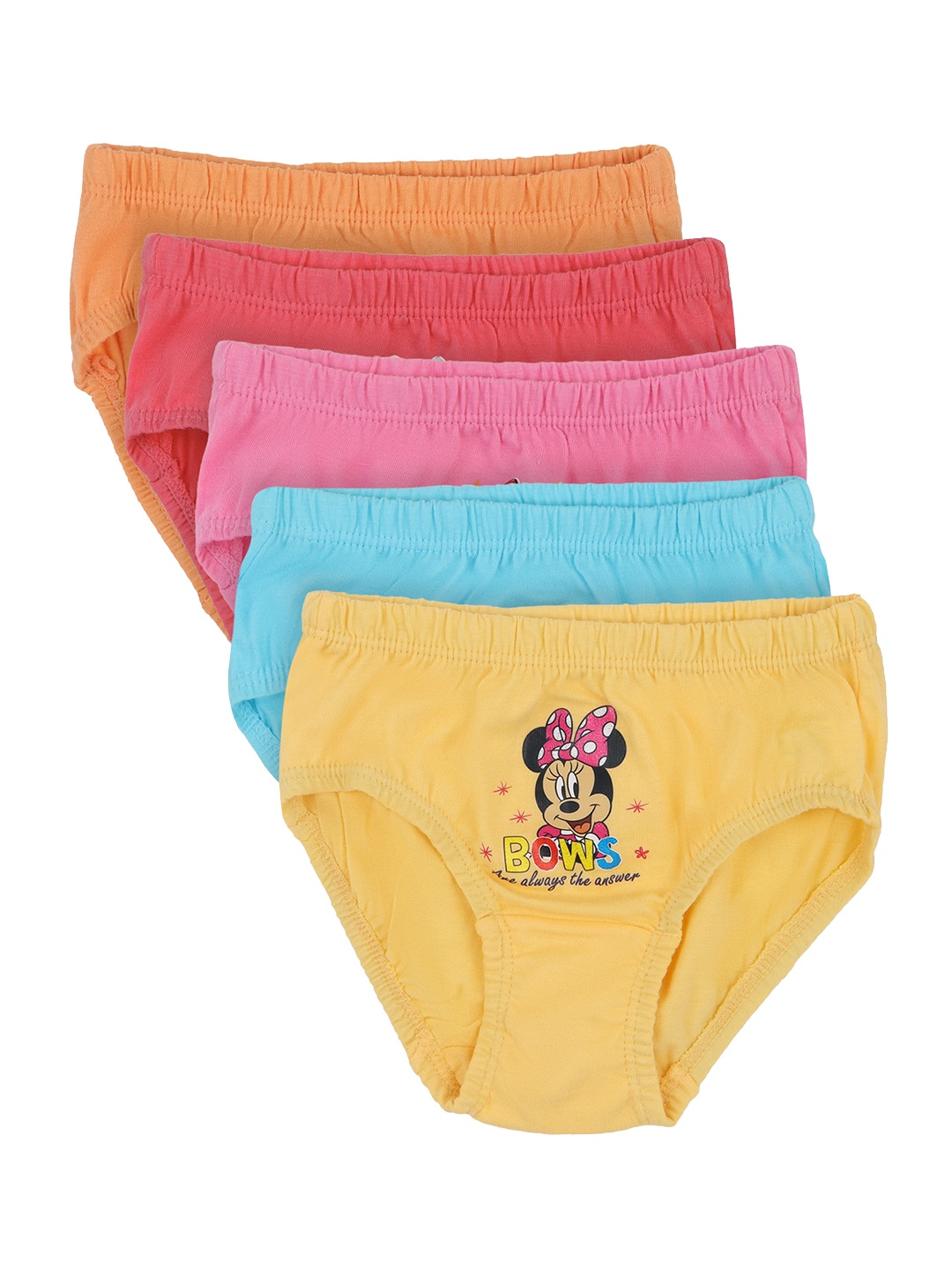 

Bodycare Kids Girls Pack Of 5 Assorted Minnie Mouse Printed Cotton Mid-Rise Hipster Briefs