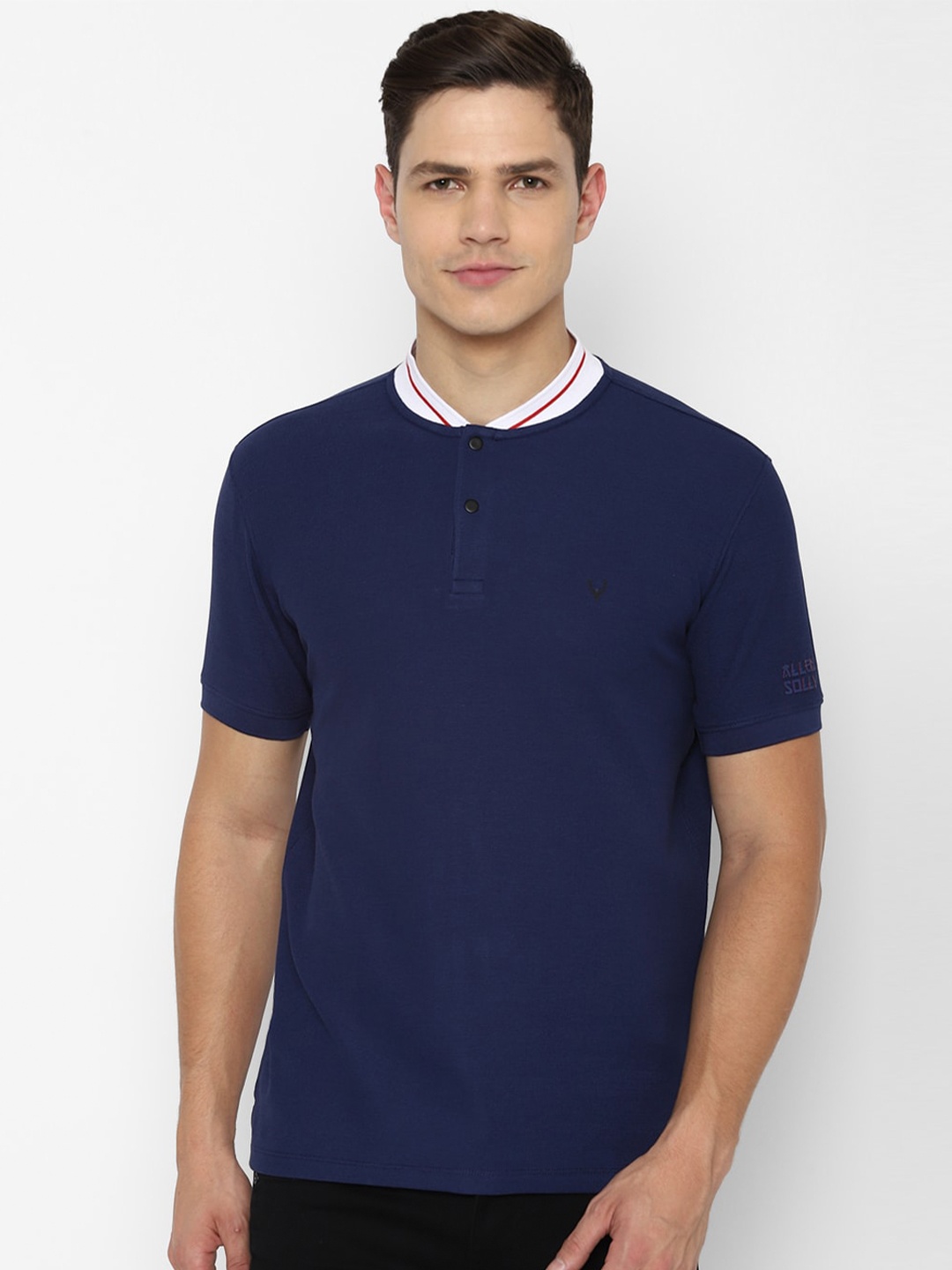 

Allen Solly Sport Men Navy Blue Henley Neck T-shirt