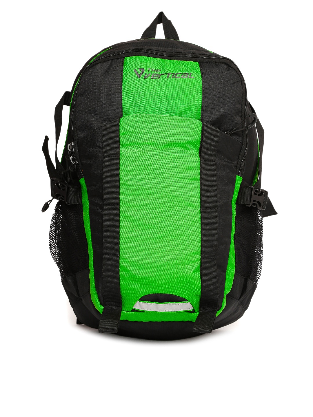 

THe VerTicaL Unisex Black & Green Colourblocked Backpack